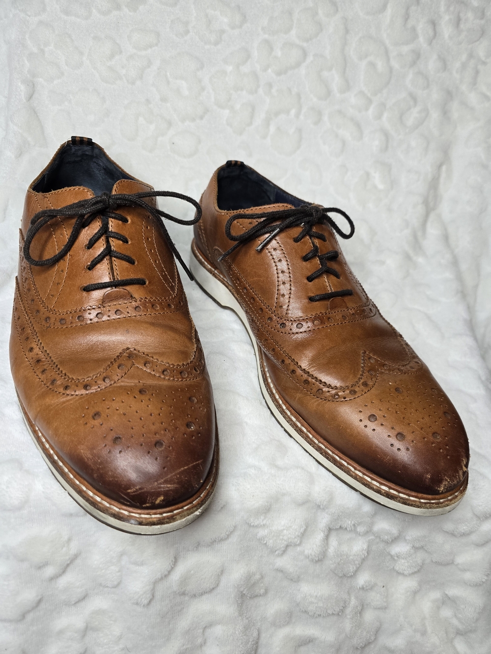 Cole Haan Men's Tan Brown Leather Wingtip Oxfords